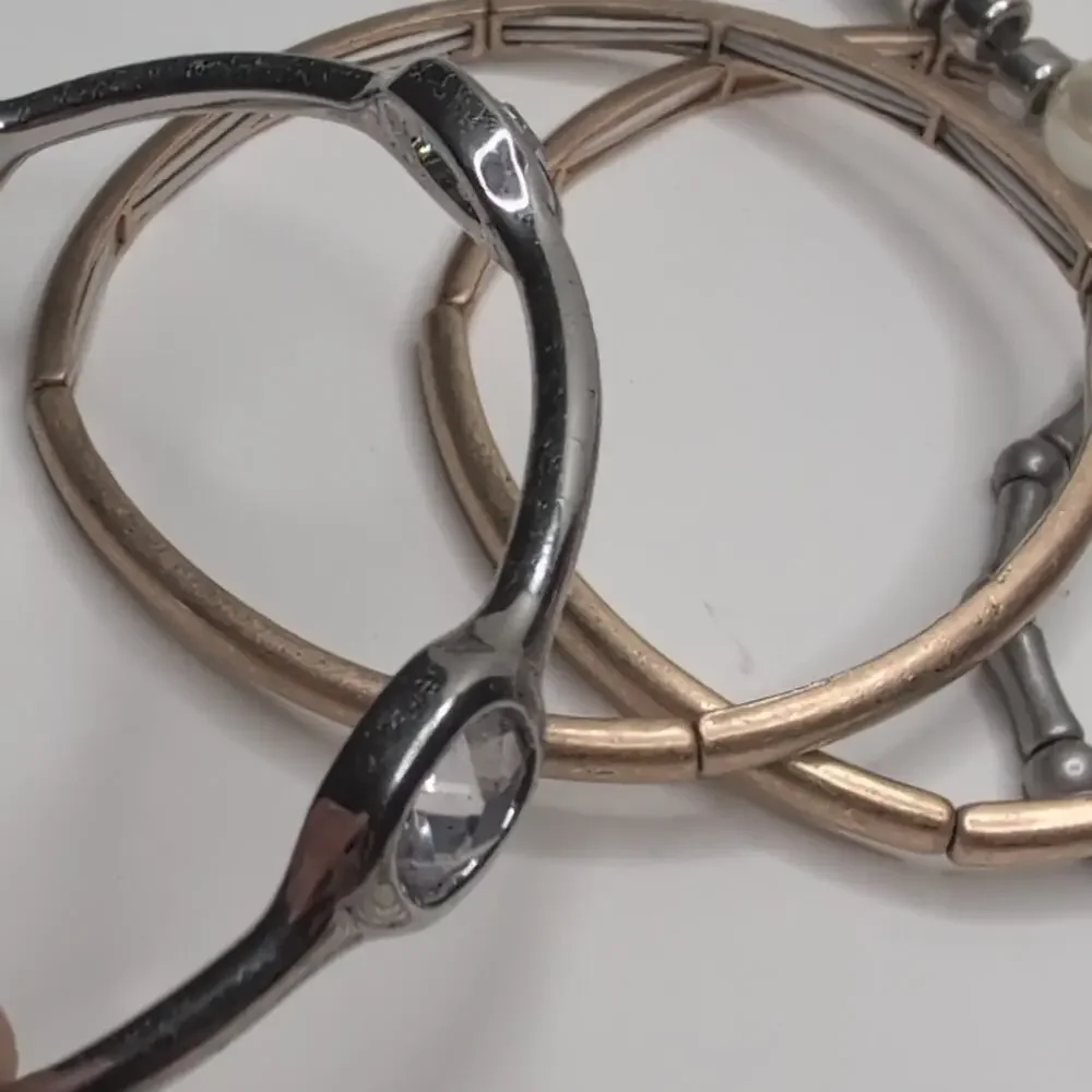 Bracelet and Bangle Lot Silver Tone‎ Gold Tone Rhinestone Charm Jewelry Bundle